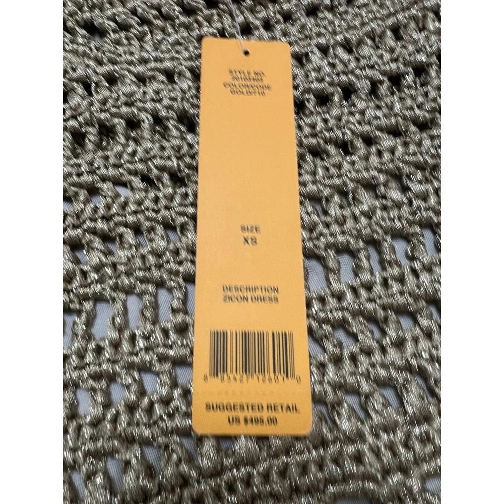 NWT Tory Burch Metallic Gold Knit Zicon Shift‎ Dress MSRP $495 Size XS